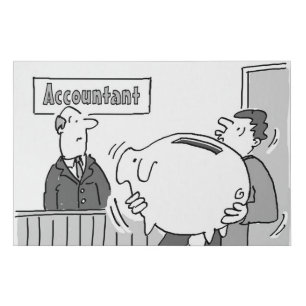 Accountant Client with Huge Piggy Bank Faux Canvas Print