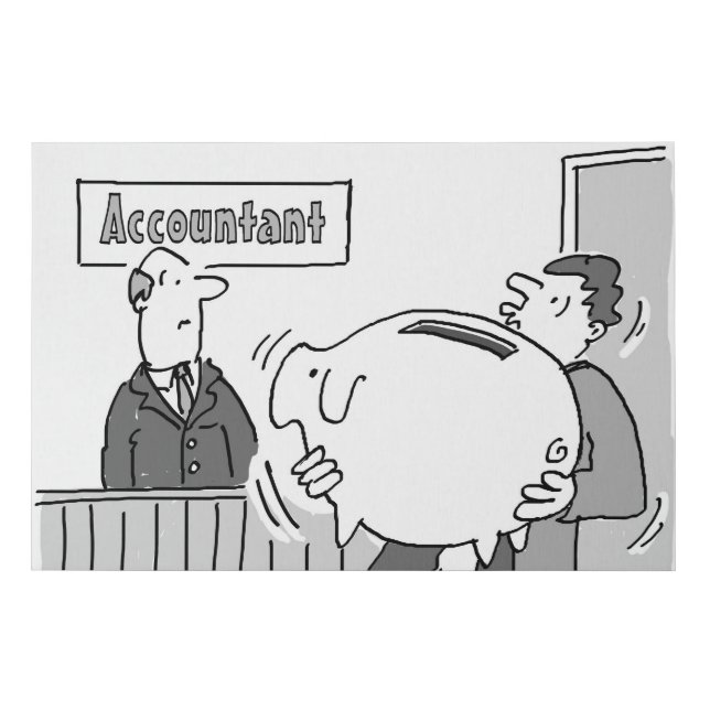Accountant Client with Huge Piggy Bank Faux Canvas Print (Front)