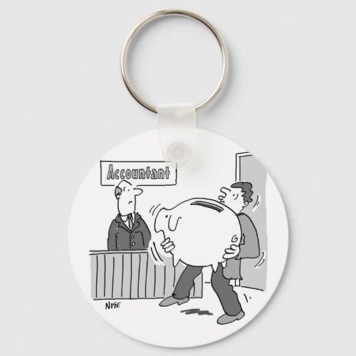 Accountant Client with Huge Piggy Bank Keychain