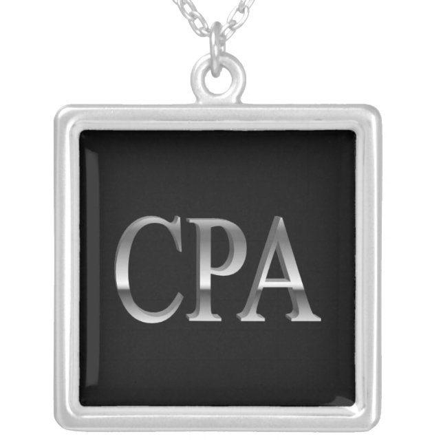 Accountant CPA Black Silver Necklace (Front)