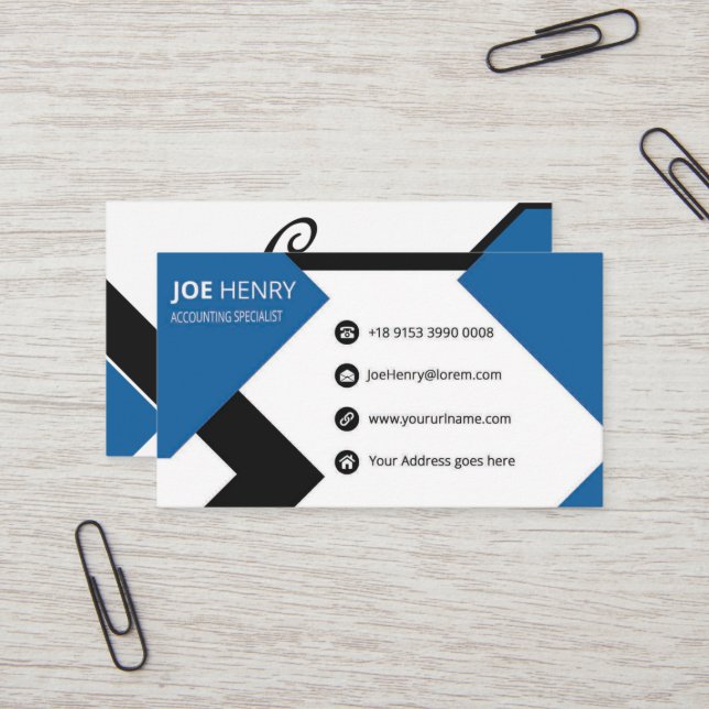 Accountant CPA Blue and White  Business Card (Front/Back In Situ)