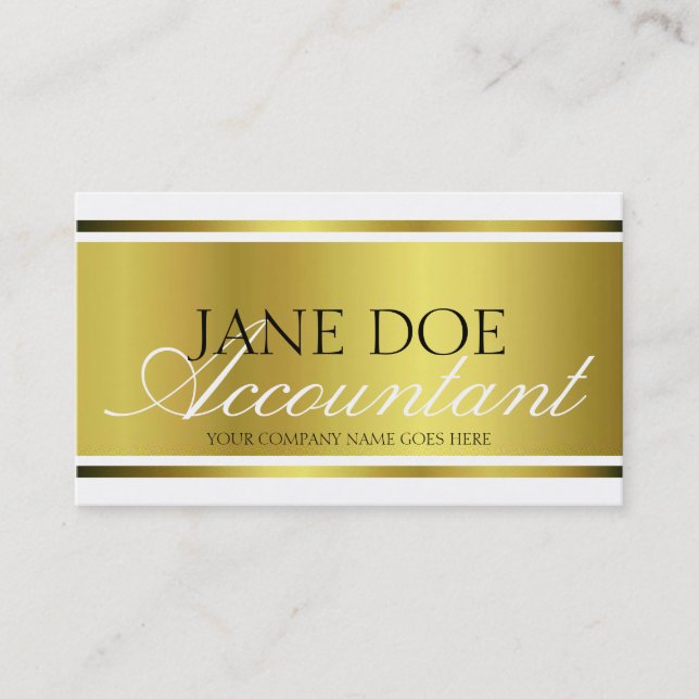 Accountant CPA Gold Metallic Script Business Card (Front)