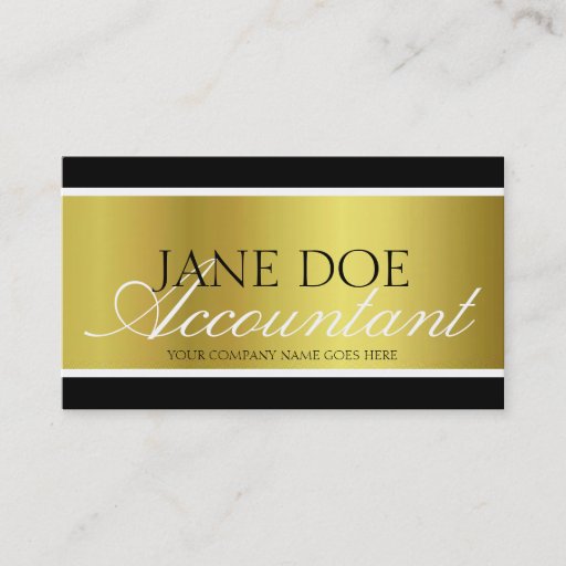 Customizable Accountant CPA Gold Metallic Script Business Card Templates