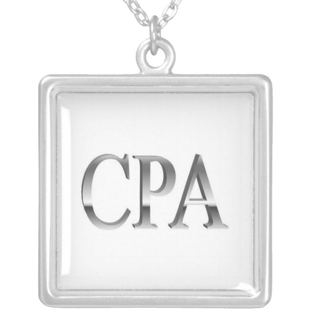 Accountant CPA White Silver Necklace (Front)