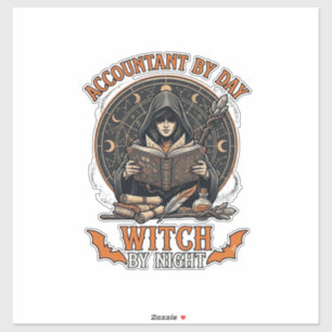 Accountant Day Witch Night Halloween Magic Book_1 Sticker