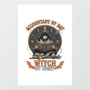 Accountant Day Witch Night Halloween Magic Book_1 Window Cling