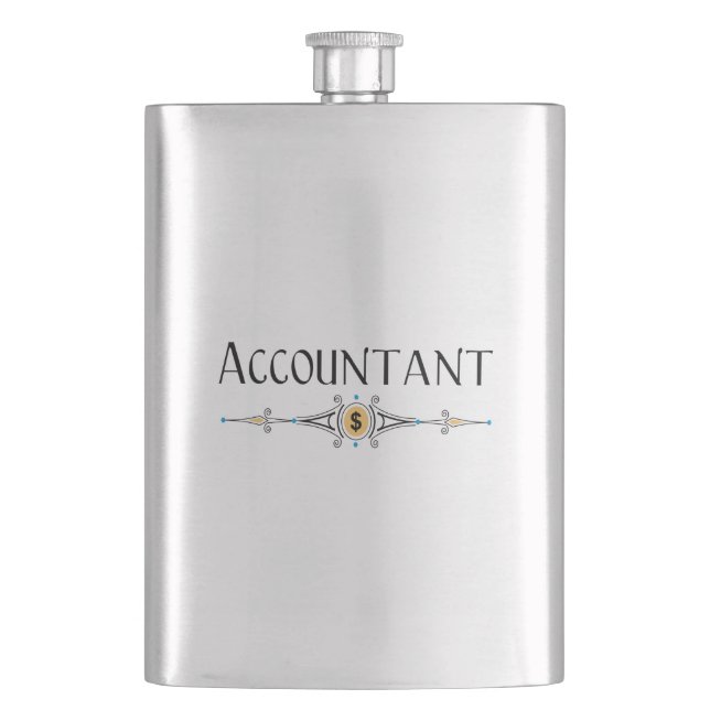 Accountant Decorative Line Flask (Front)
