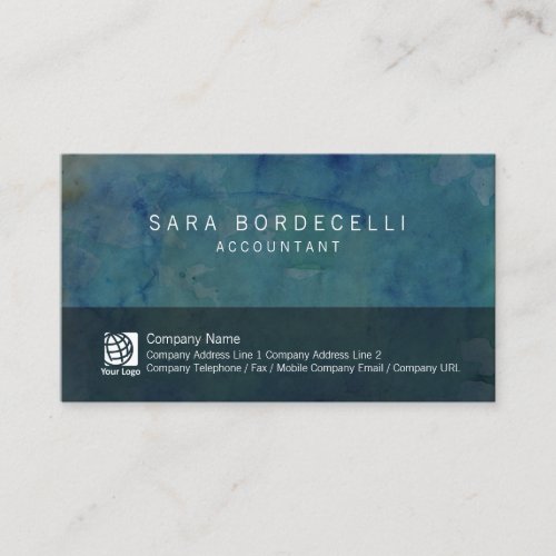 Accountant Finance Blue Watercolor Grunge Business Card