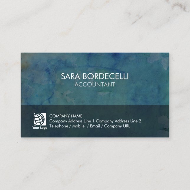 Accountant Finance Watercolor Grunge Business Card (Front)