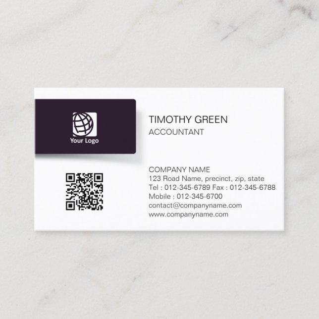 Accountant Financial Services Black Tab Logo Business Card (Front)