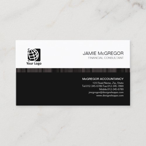 Accountant Financial Services Simple Stripe Black Business Card