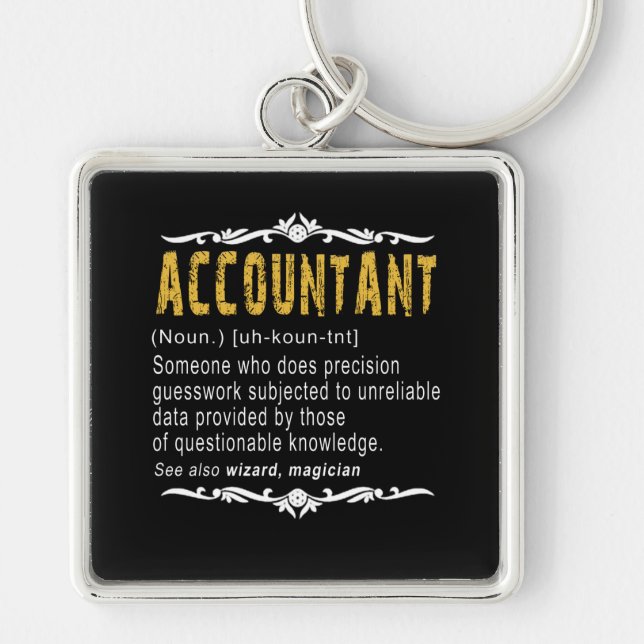 Accountant Funny Definition Custom Gift Keychain (Front)