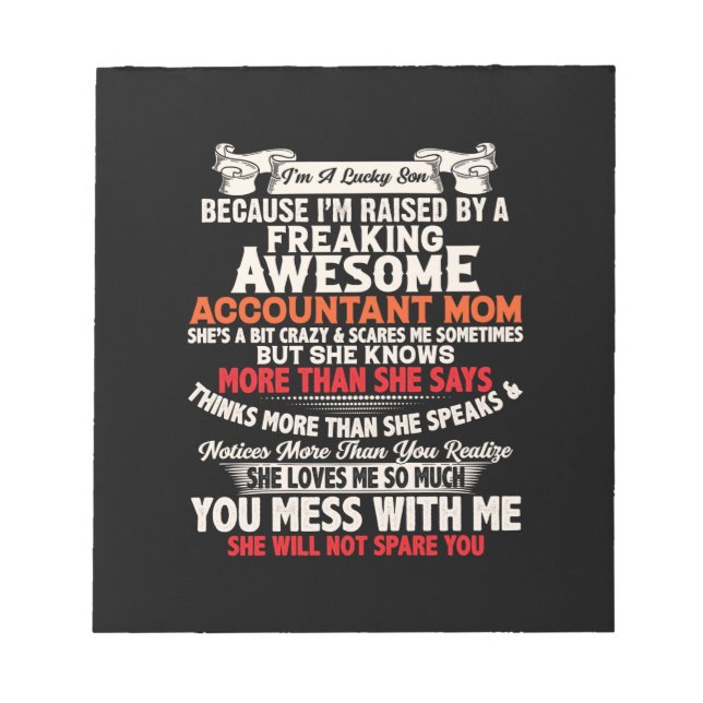 Accountant Gift | Awesome Accountant Mom Notepad (Front)