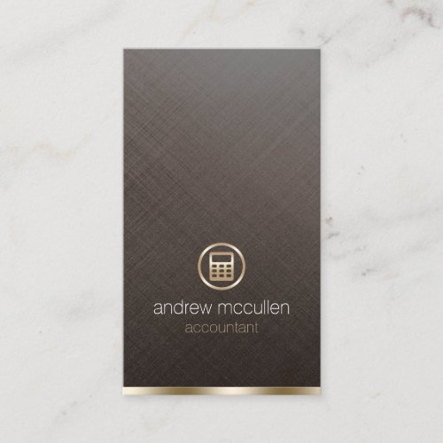 Accountant Gold Calculator Brushed Metal Finance Business Card