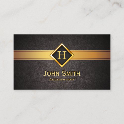 Accountant Gold Monogram Logo Financial Consultant Business Card