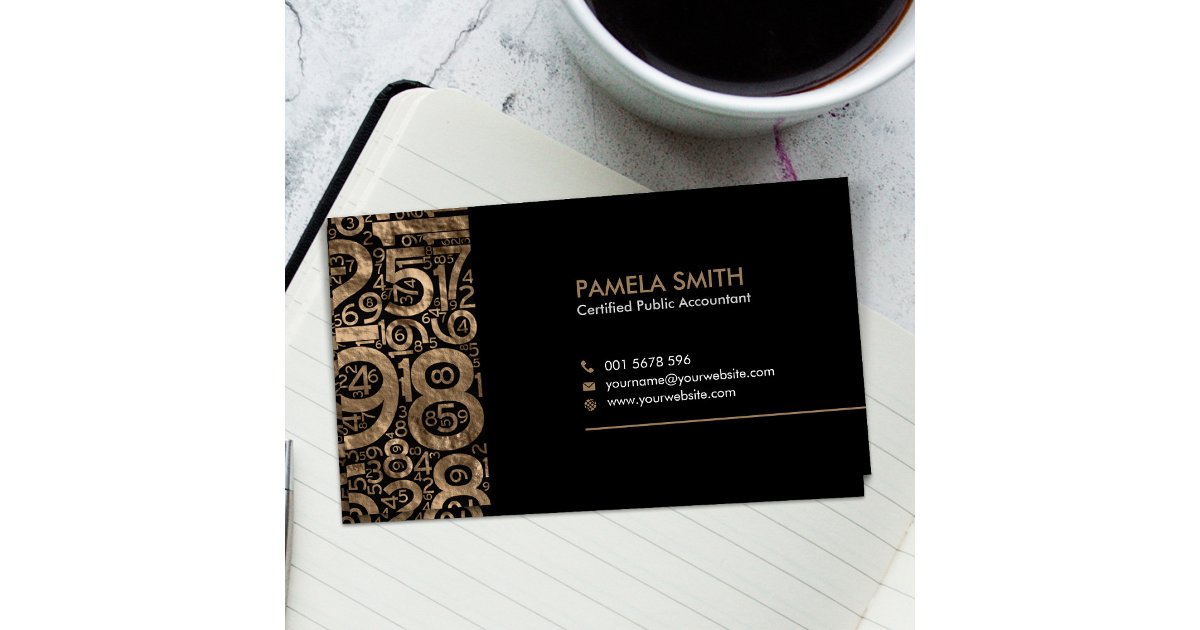 Accountant - Golden Numbers Pattern Business Card | Zazzle