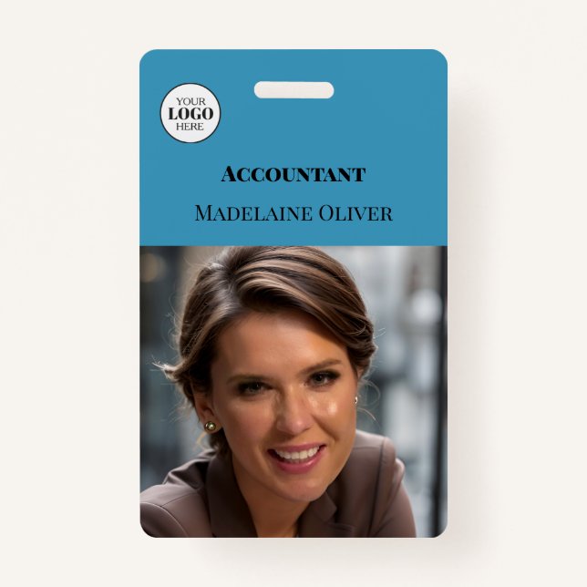 Accountant ID Photo Blue Simple Logo Badge (Front)