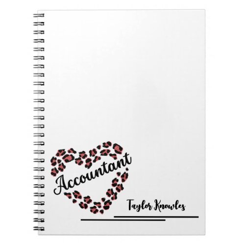 Accountant Leopard Heart Frame Photo Notebook