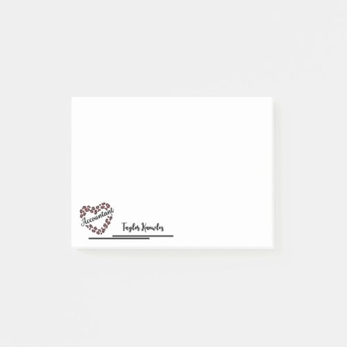 Accountant Leopard Heart Frame White 4x3 Post_it Notes