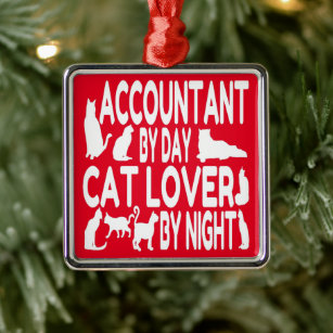 Accountant Loves Cats Metal Ornament
