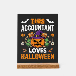 Accountant Loves Halloween Pumpkin Bookkeeper Desi Acrylic Sign