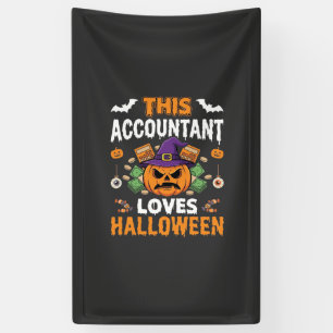 Accountant Loves Halloween Pumpkin Bookkeeper Desi Banner