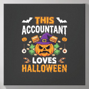 Accountant Loves Halloween Pumpkin Bookkeeper Desi Canvas Photo Tile