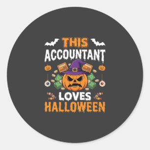Accountant Loves Halloween Pumpkin Bookkeeper Desi Classic Round Sticker