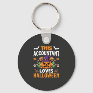 Accountant Loves Halloween Pumpkin Bookkeeper Desi Keychain