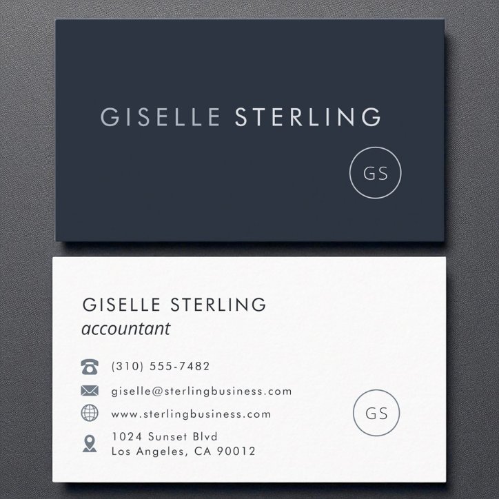 Accountant Luxury Navy Blue Modern Elegant Business Card