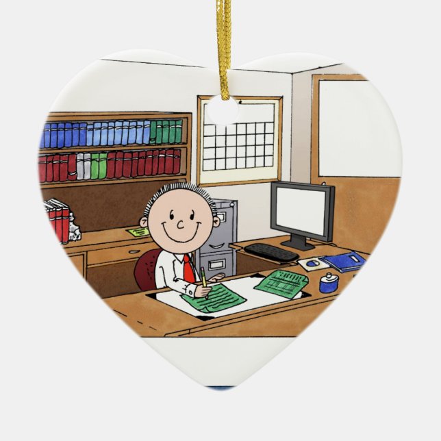 Accountant, Male - Personalized Cartoon Gift Ceramic Ornament (Front)