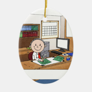 Accountant, Male - Personalized Cartoon Gift Ceramic Ornament
