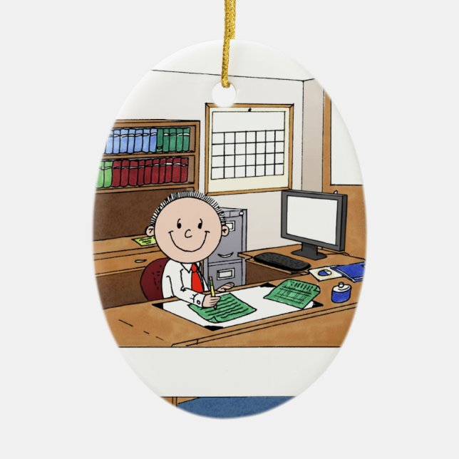 Accountant, Male - Personalized Cartoon Gift Ceramic Ornament (Front)