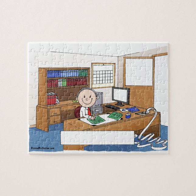Accountant, Male - Personalized Cartoon Gift Jigsaw Puzzle (Horizontal)