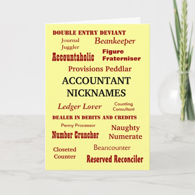 ACCOUNTANT NICKNAMES Funny Cruel Birthday Card (Front)