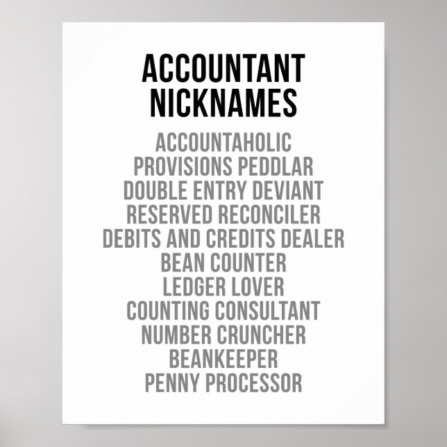 Accountant Nicknames Poster (Front)