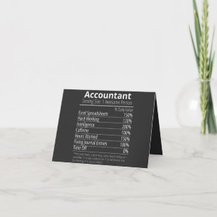 Accountant Nutrition Fact, Nutrition Facts Card