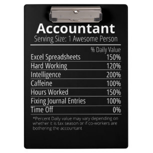 Accountant Nutrition Fact, Nutrition Facts Clipboard
