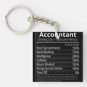 Accountant Nutrition Fact, Nutrition Facts Keychain