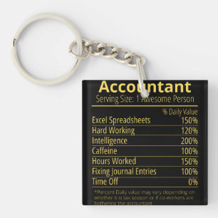 accountant nutrition fact, nutrition facts keychain