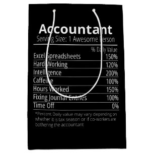 Accountant Nutrition Fact, Nutrition Facts Medium Gift Bag