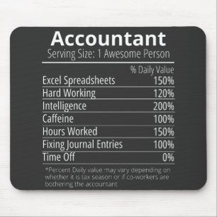 Accountant Nutrition Fact, Nutrition Facts Mouse Pad