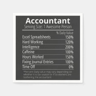 Accountant Nutrition Fact, Nutrition Facts Napkins