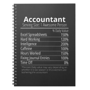 Accountant Nutrition Fact, Nutrition Facts Notebook