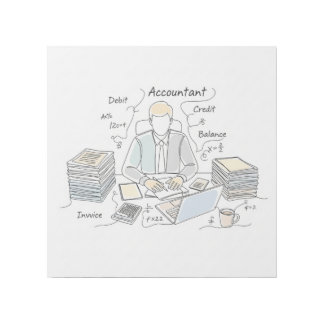 accountant, one line art, text and little color gallery wrap