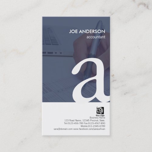 Accountant Paperwork Bold Monogram Business Card