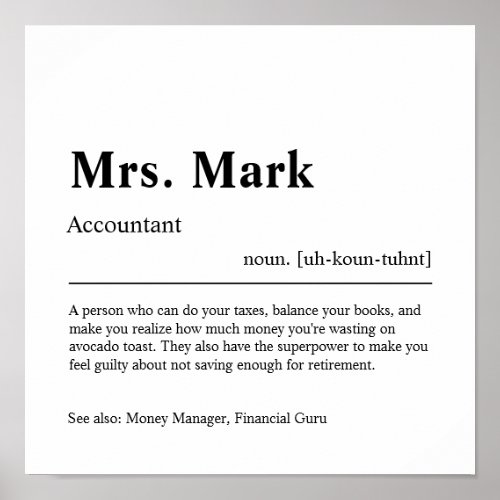 Accountant Personalized Gift Poster