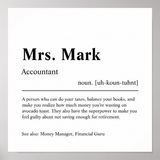 Accountant Personalized Gift Poster (Front)