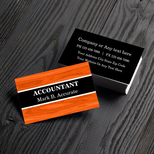 Accountant Professional Wood Look Background Business Card