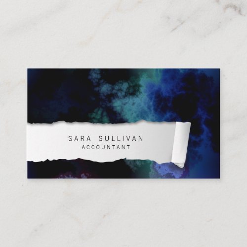 Accountant Ripped Paper Blue Abstract Finance Business Card